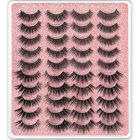 PURELEOR 20 Pairs False Eyelashes 4 Styles Mixed 3D Faux Mink Lashes Fake Eyelash(Mixed-03) Cover