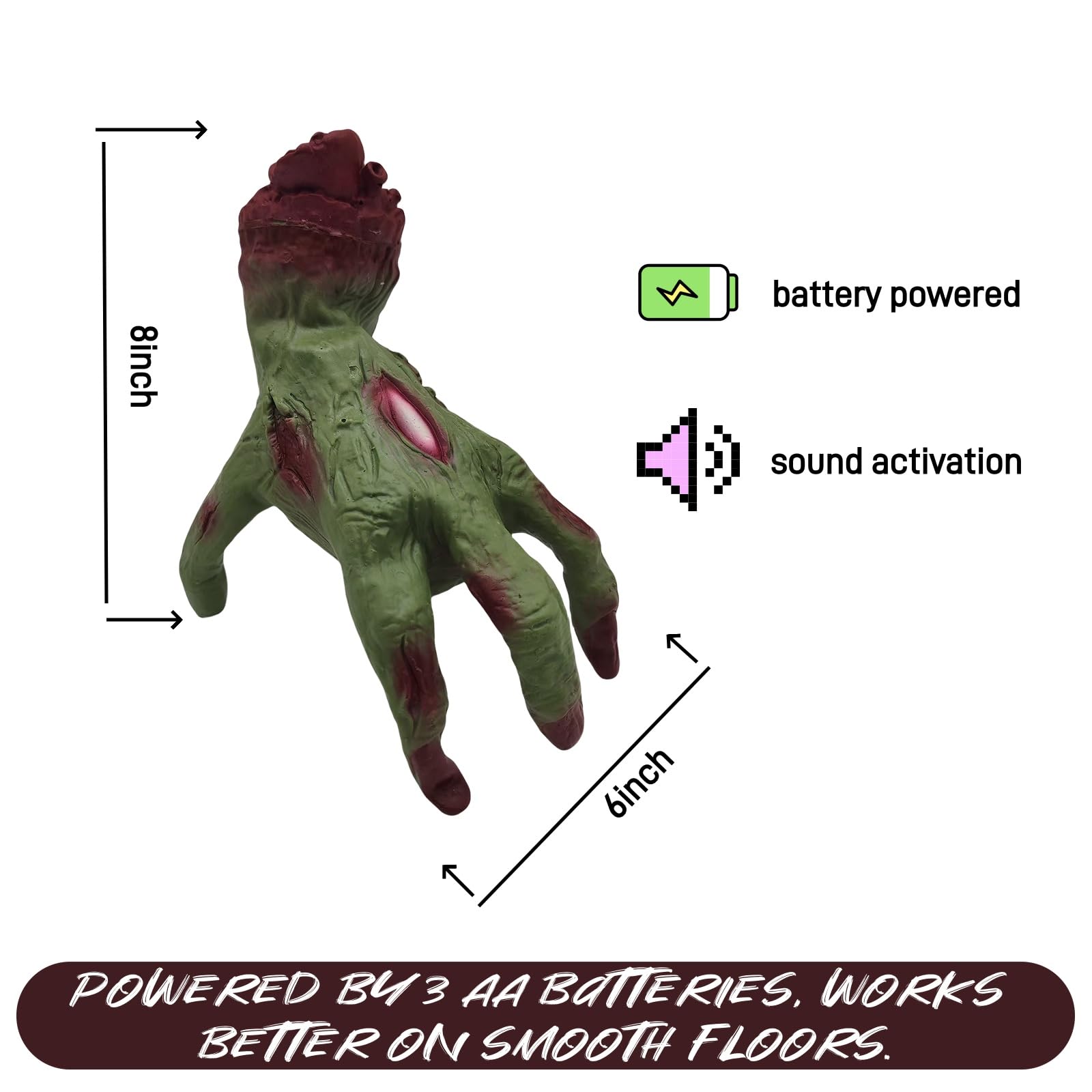 EraSpooky Animierte kriechende Zombie-Hand, Halloween-Requisite, Sound  aktiviert mit gruseligem Ton, Horror-Bewegung, Spukhaus, abgetrennte  Handdekoration, schreiende Requisite fr Halloween, Hfe, : Amazon.de:  Spielzeug