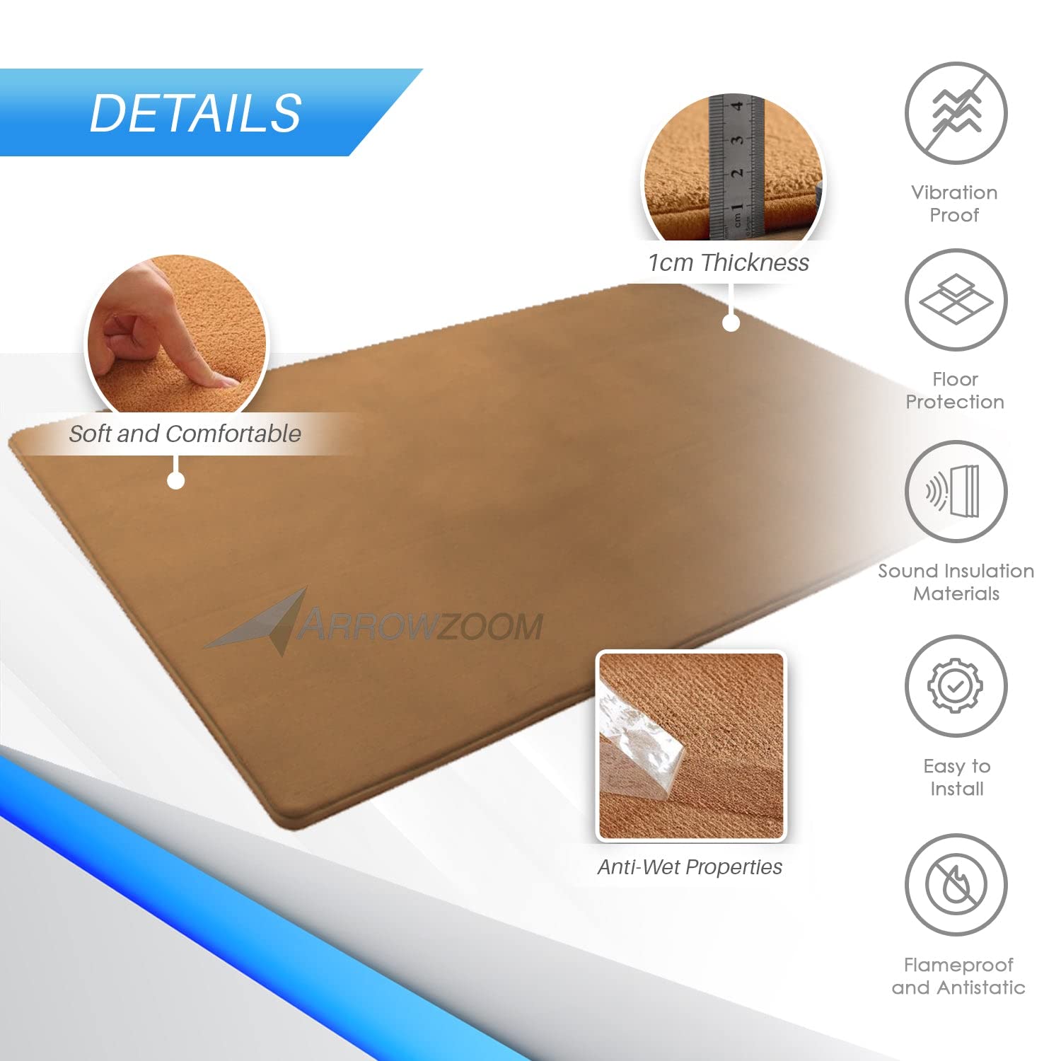 Arrowzoom Pannelli Fonoassorbenti Schiuma 160x80cm Blu AZ1248 | Schiuma acustica ad alta densita per riduzione eco, assorbimento sonoro, studio, gaming e home office