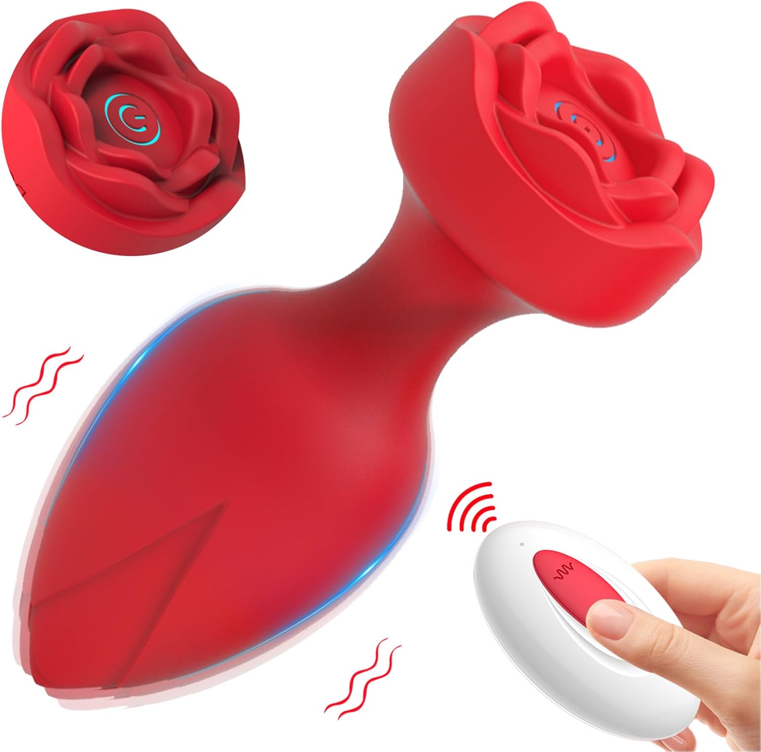 Sex Toys Butt Plug Vibrator Rose Sex Toys, Vibrating Anal Toy Plug Massage prostater Waterproof Silicone Rose Adult Toys and Games