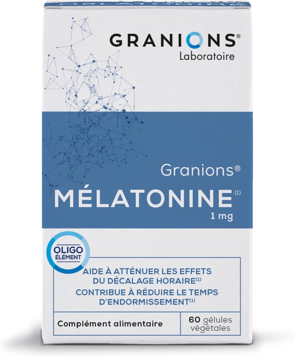 Melatonin GRANIONS | Adult Sleep Supplement | Melatonin 1mg Capsules with Magnesium | Sleeping Pills, Restful Sleep, Jetlag | Made in France | 60 Capsules