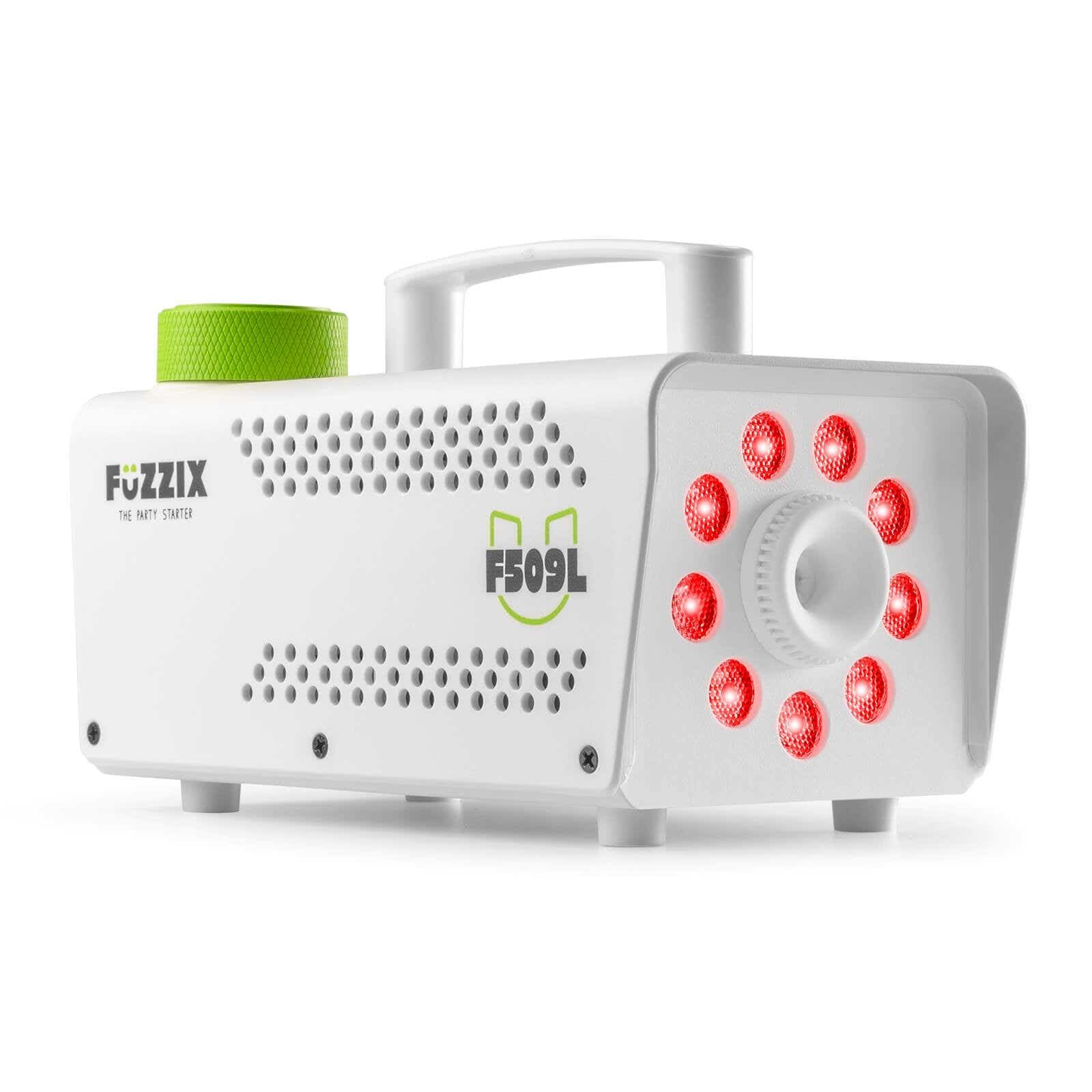 Fuzzix F509LW Nebelmaschine Mini mit LED Lichteffekt, 500 Watt mit Fernbedienung, Rauchmaschine, Smoke Machine mit 9 LEDs RGB für Hochzeiten, Fog Machine Nebelmaschine Halloween, DJ, Party - Weiß