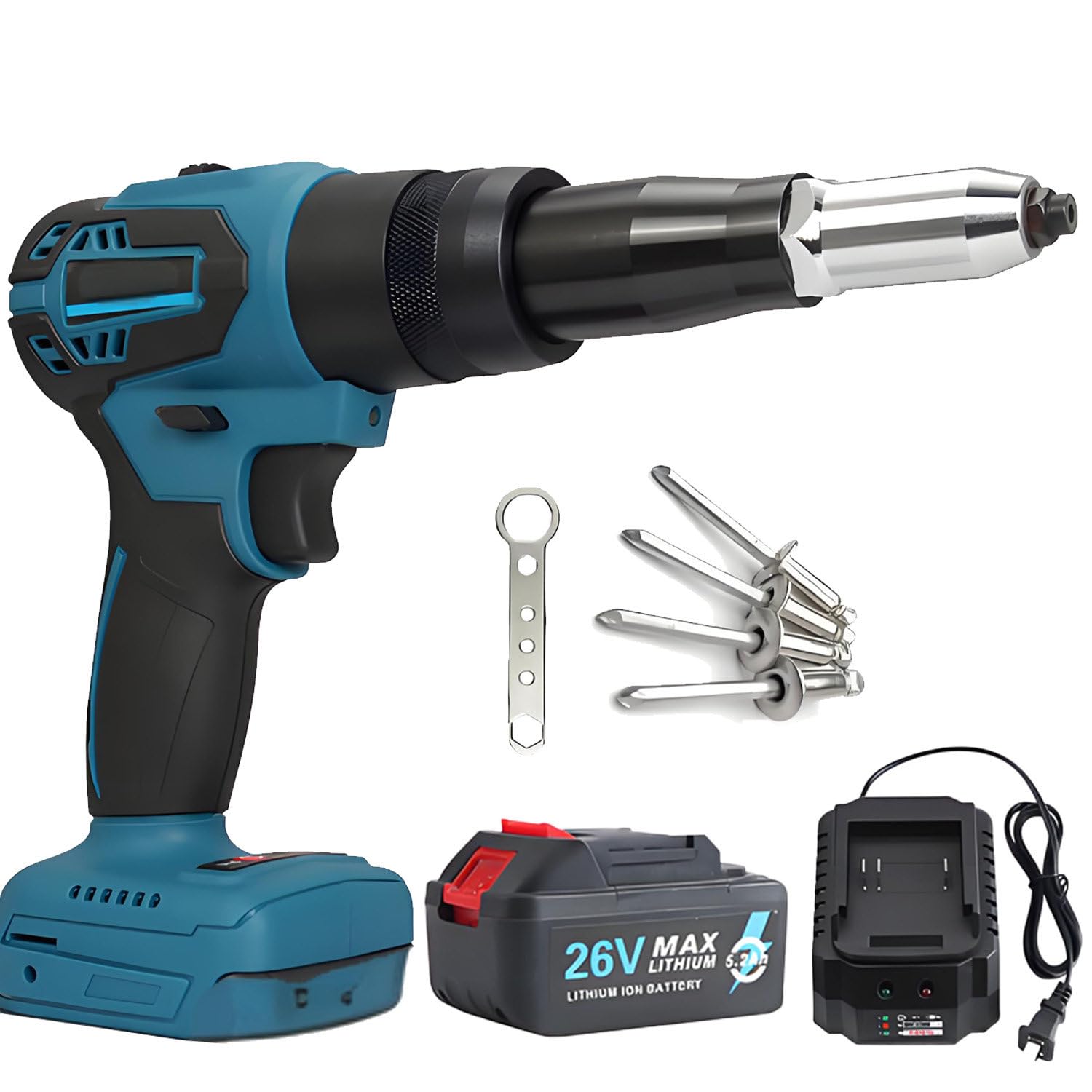 CelyToe 26V Brushless Cordless Rivet Gun, Portable Rechargeable completeset