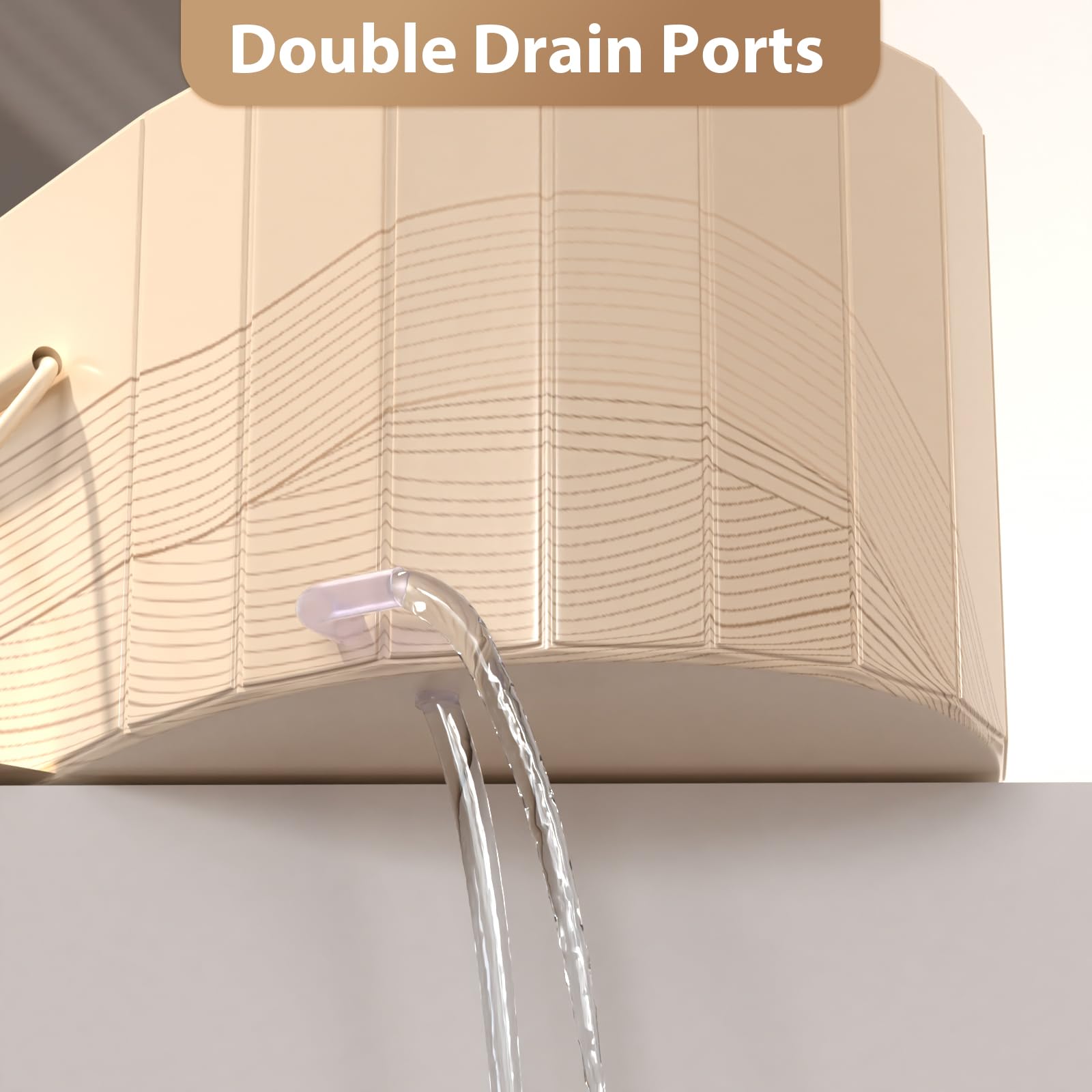 Vinteky Baignoire pliable adulte 123x52x53cm,Baignoire portable pliable avec 2 panneaux de support latéraux,2 trous de drainage,pour adultes,baignoires pour Intérieur/Extérieur (Doré)