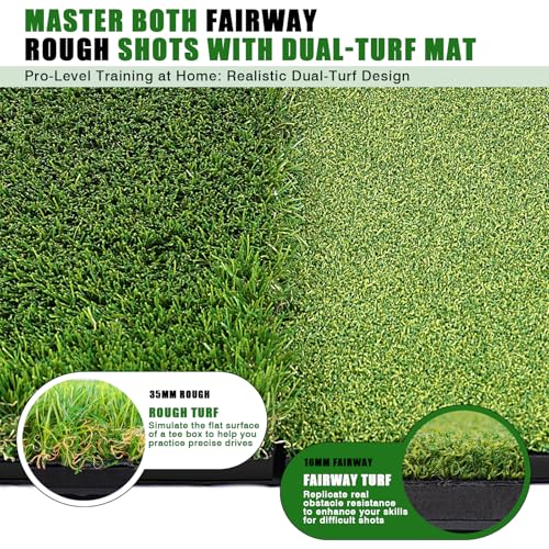 image for BIRDIEBLAST Premium Golf Hitting Mat, 10mm Foam Padding with Rubber Ba