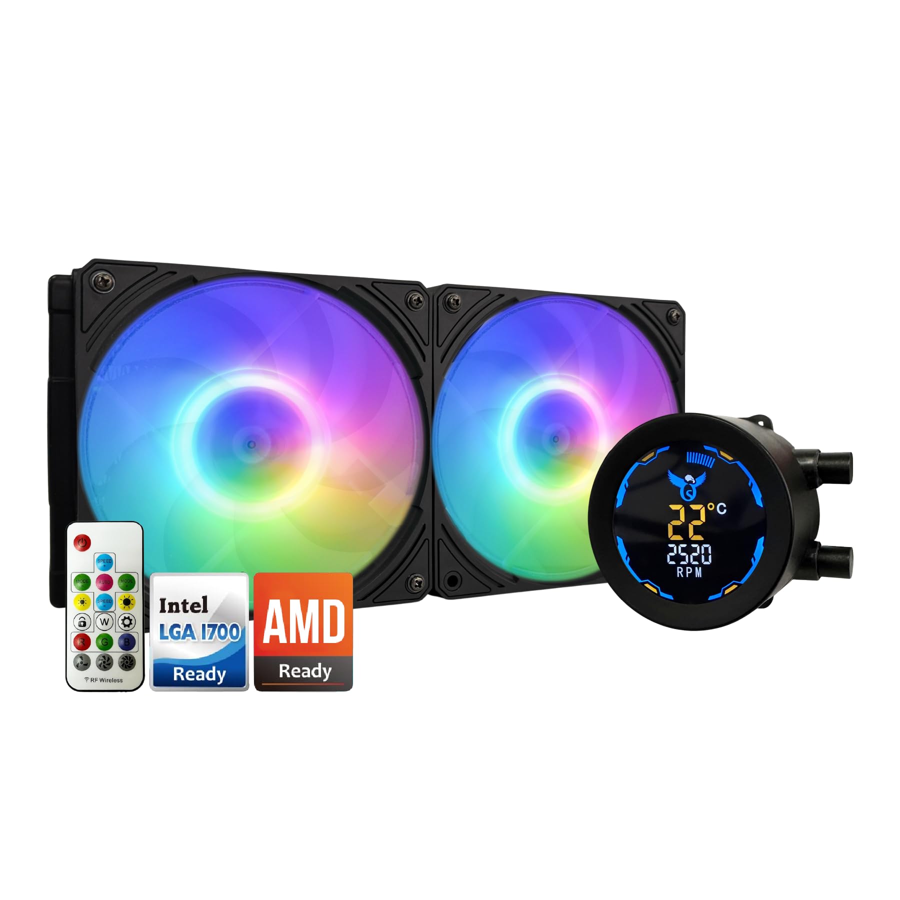 Osprey 240mm AIO CPU Cooler, Intel LGA1700, RGB, Black