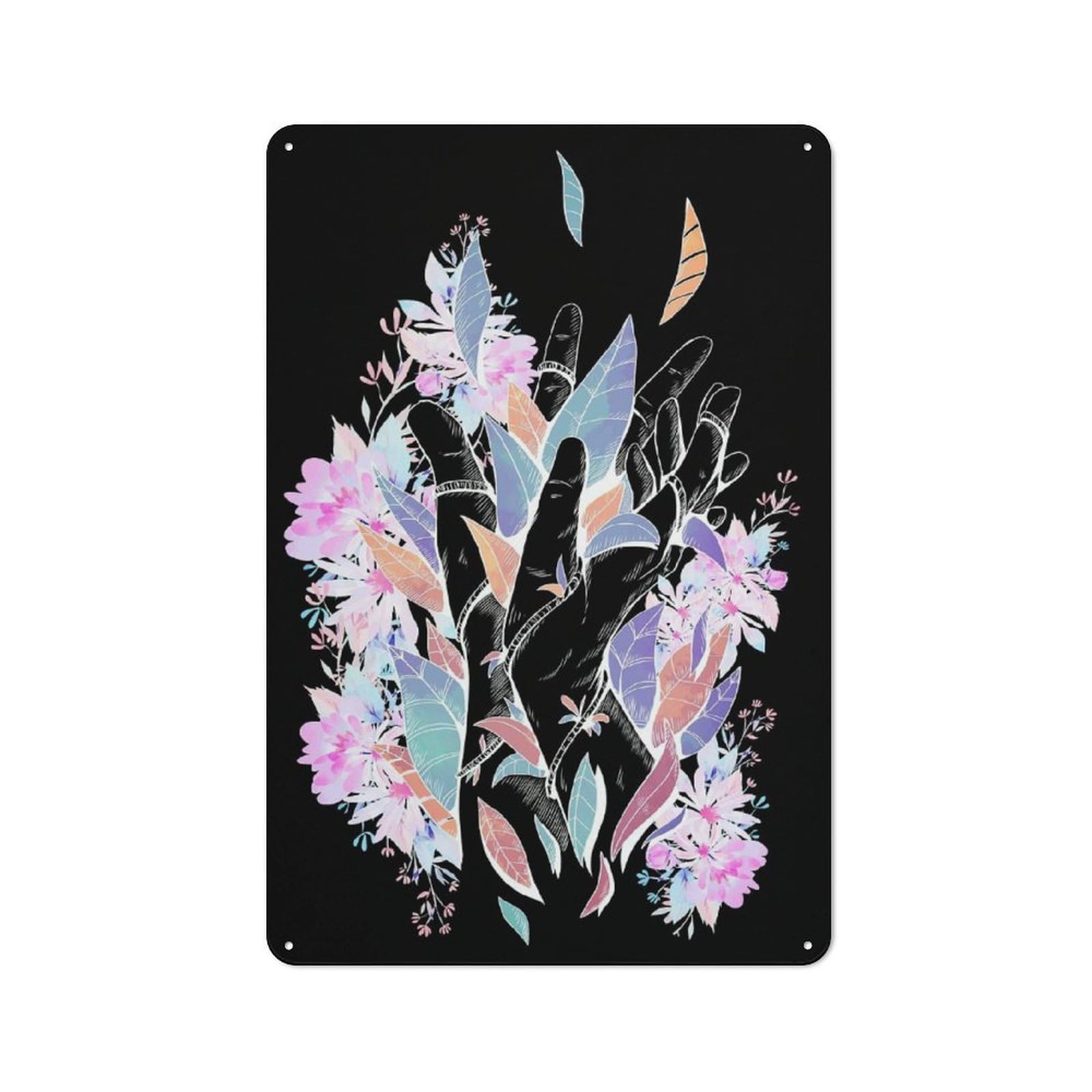 Junmoney Style-2 Decorative Tin Sign With Neon Flower Bouquet Design 30X20cm, Farmhouse Cottage Wall Art For Farmhouse Kitchen, Pantry Or Dining Area