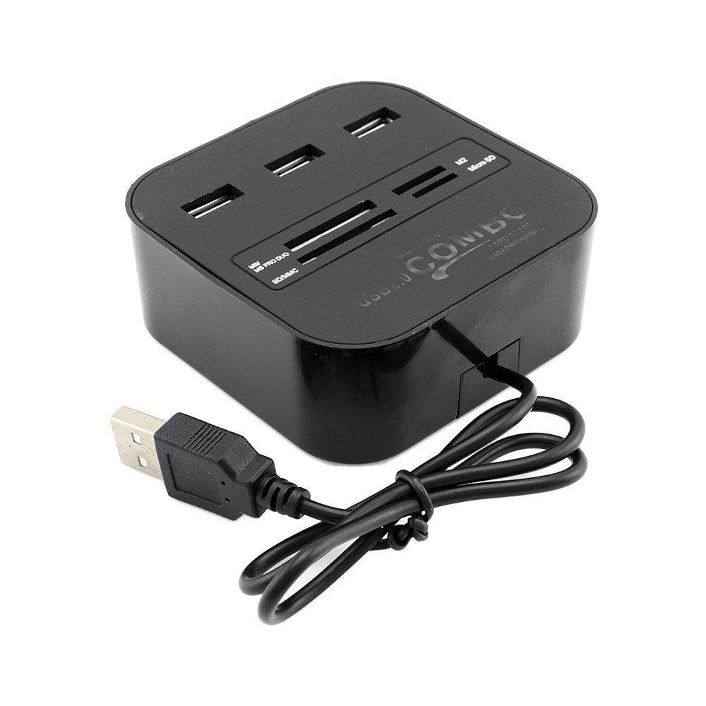 Sellingal® All in One Combo Card Reader & 3 Port USB 2.0 Hub (Black)