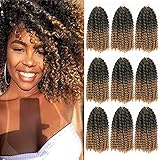 8 Inch Short Passion Twist Crochet Hair - 9 Bundles Marlybob Kinky Curly Crochet Hair for Black Women and Kids - Water Wave Crochet Braids