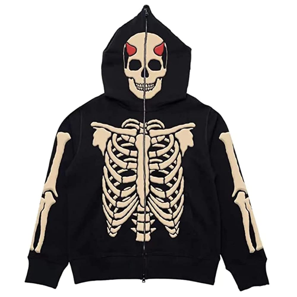 Sudadera Mujer Cremallera Sudadera Con Cremallera Esqueleto Silver