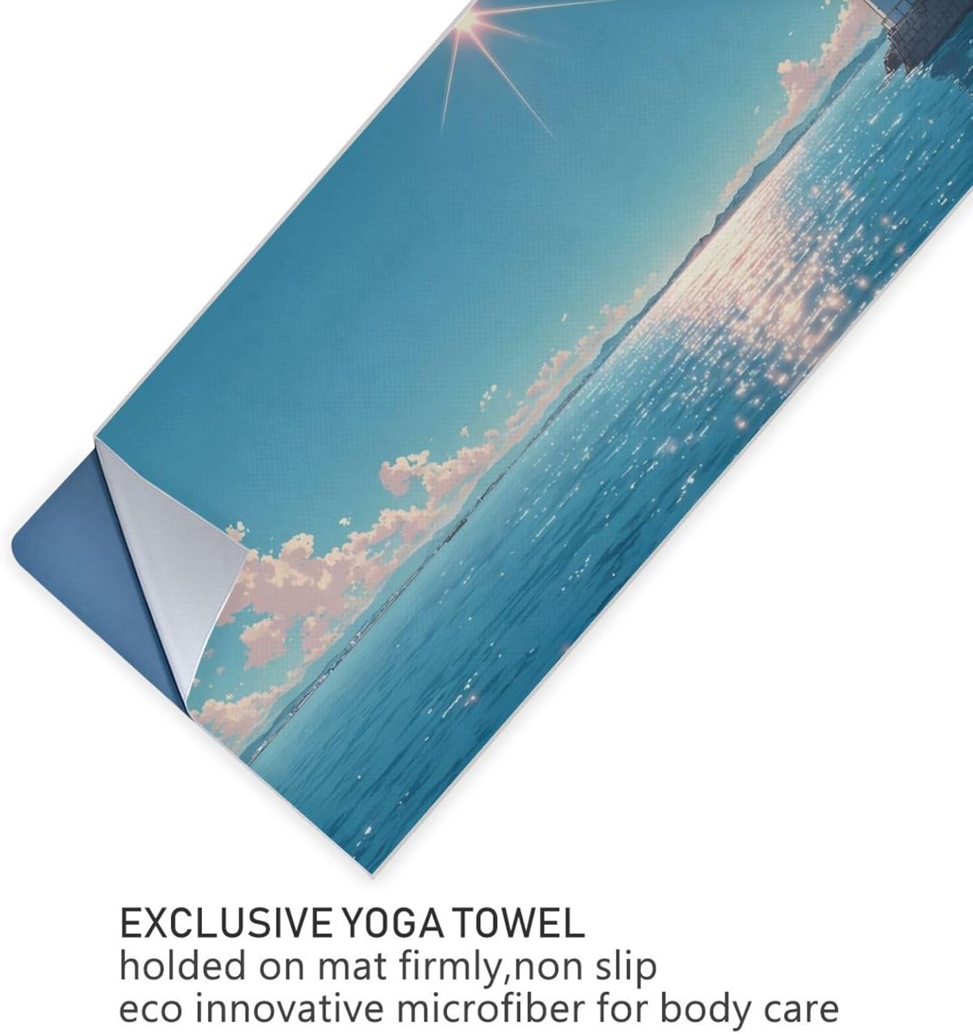Hot Yoga Towel Landscape Lighthouse – Stylish, Non-Slip, Grip Dots, Super Absorbent, 27" x 73" - Yoga Mat Towels for Exercise, Fitness
