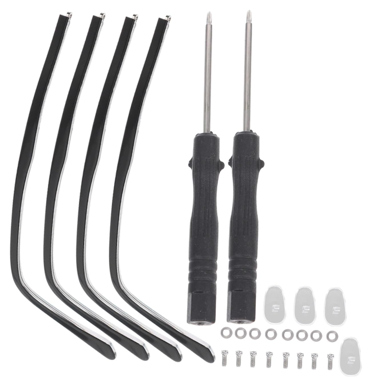 minkissy 10 Sätze Brillenzubehör Ersatzbrille Bügel Brillenreparaturset Brillenteile Brillenersatz Brillen Befestigungsset Universeller Brillenbügel Ersatz-schläfenarm Gläser Metall Black