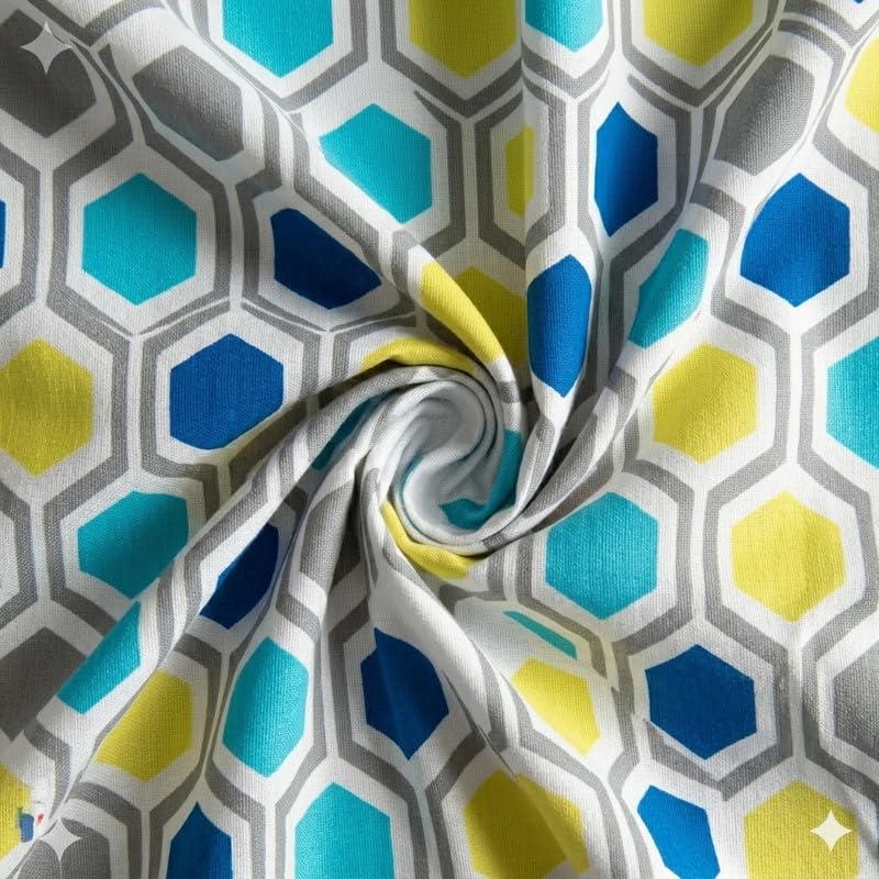Image of Cotton Bolls Textiles Glace Cotton Fitted Bedsheet 72x72x6 Inch with 2 Pillow Covers - Soft Breathable Fabric, Elastic All Around, Printed Bedding for Double Bed