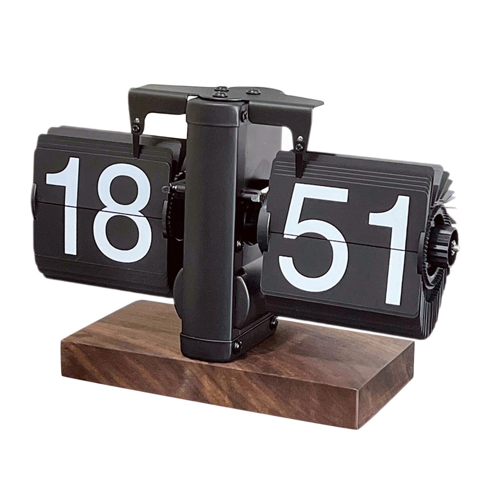 Colcolo Flip-Schreibtischuhr, mechanische Flip-Uhr, Retro-Dekoration, automatische Umblätteruhr, Tischuhr für Schlafzimmer, Desktop, Schwarz 24h