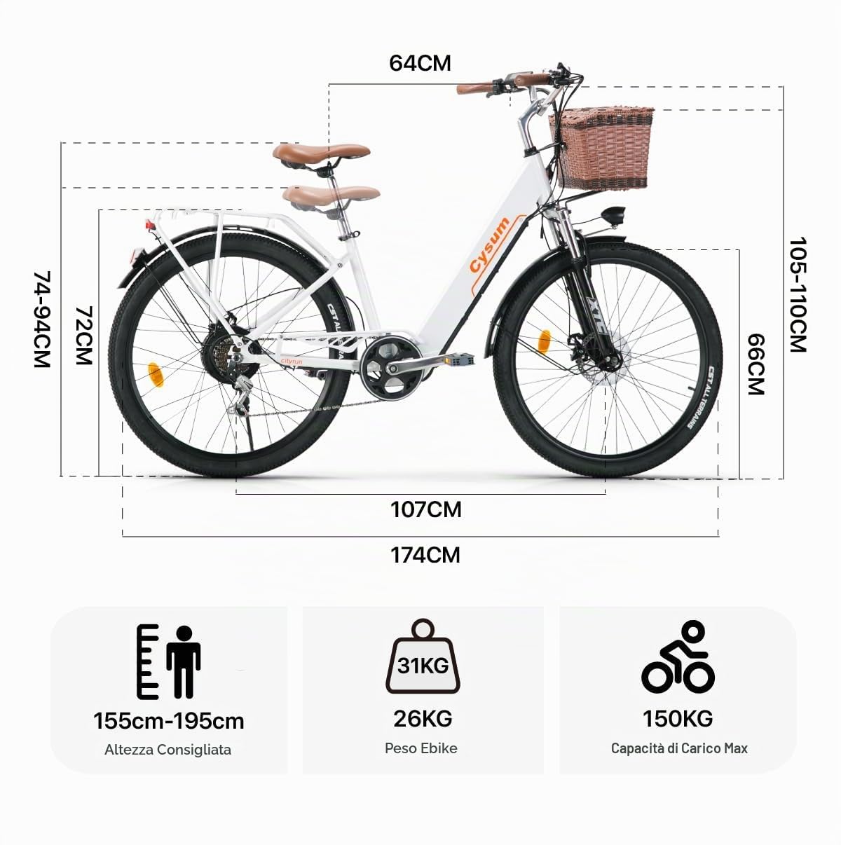 bici elettrica donna 26 pollici bicicletta elettrica donna batteria 36V autonomia 80km bici elettrica pedalata assistita cambio Shimano 7 velocità freni a disco (Verde)