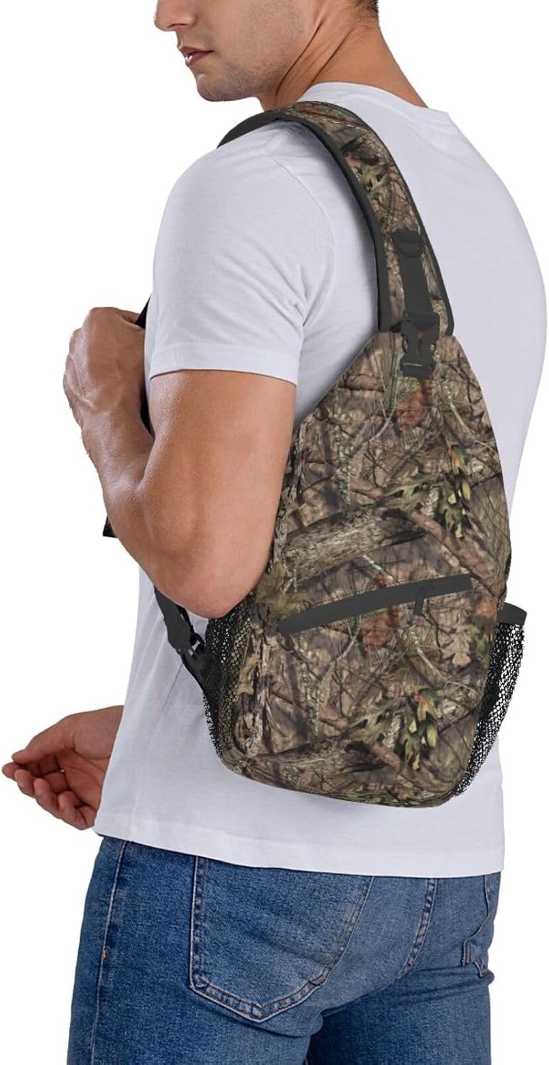 Hunting Camouflage Camo Forest Sling Backpack Crossbody Sling Bag Casual Chest Bags Travel Hiking Daypack Shoulder Bag for Women Men - Image 8