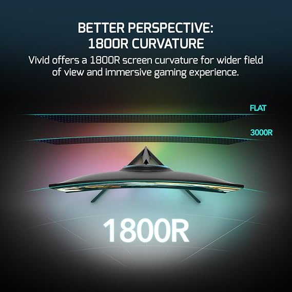 GAMEPOWER F10 23.6 Inch Curved Gaming Monitor, 120Hz 1080p Display, 1ms Response Time, AMD FreeSync, HDR Support, 125% sRGB, RGB Backlight, Dual Speakers, Zero Frame Design, HDMI and VGA Inputs,1800R