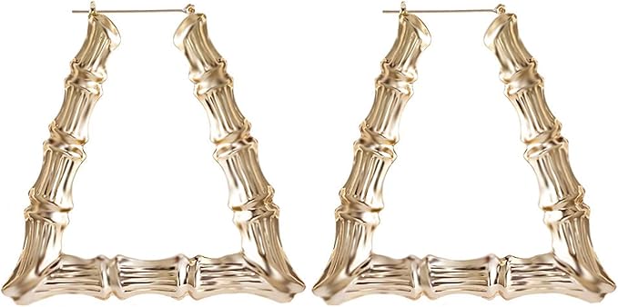 Jewelry Silver Earrings for Women, Classic Fashion European Popular Bamboo Hoop Earrings Gold Silver Hyperbole Jewelry Statement for Women