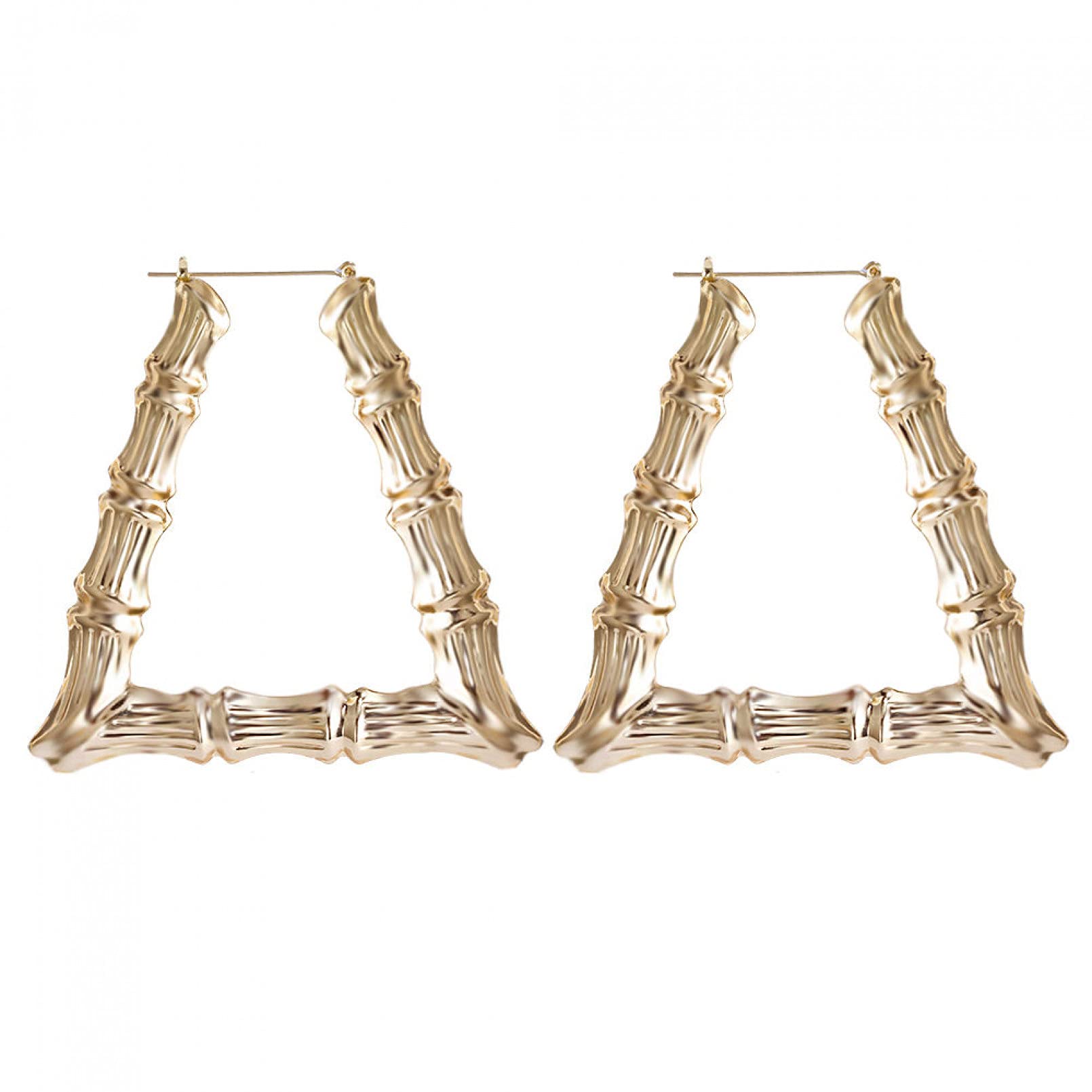 Boucles d'oreilles légères sans douleur, grands anneaux bambou - 2
