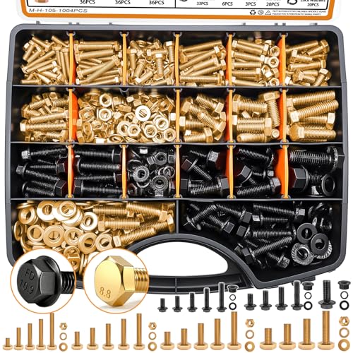 Image of mankk 1004PCS Metric Bolt Assortment Kit and Flange Bolts and Nuts Assortment Kit M4 M5 M6 M8 (12mm to 30mm) with Matching Nuts and Lock Washers