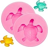 2 Pieces Sea Turtle Silicone Mold Turtle Candy Fondant Mold Tortoise Chocolate Making for DIY Baking Cake Desserts Decoration Tools (Pink, One Size)