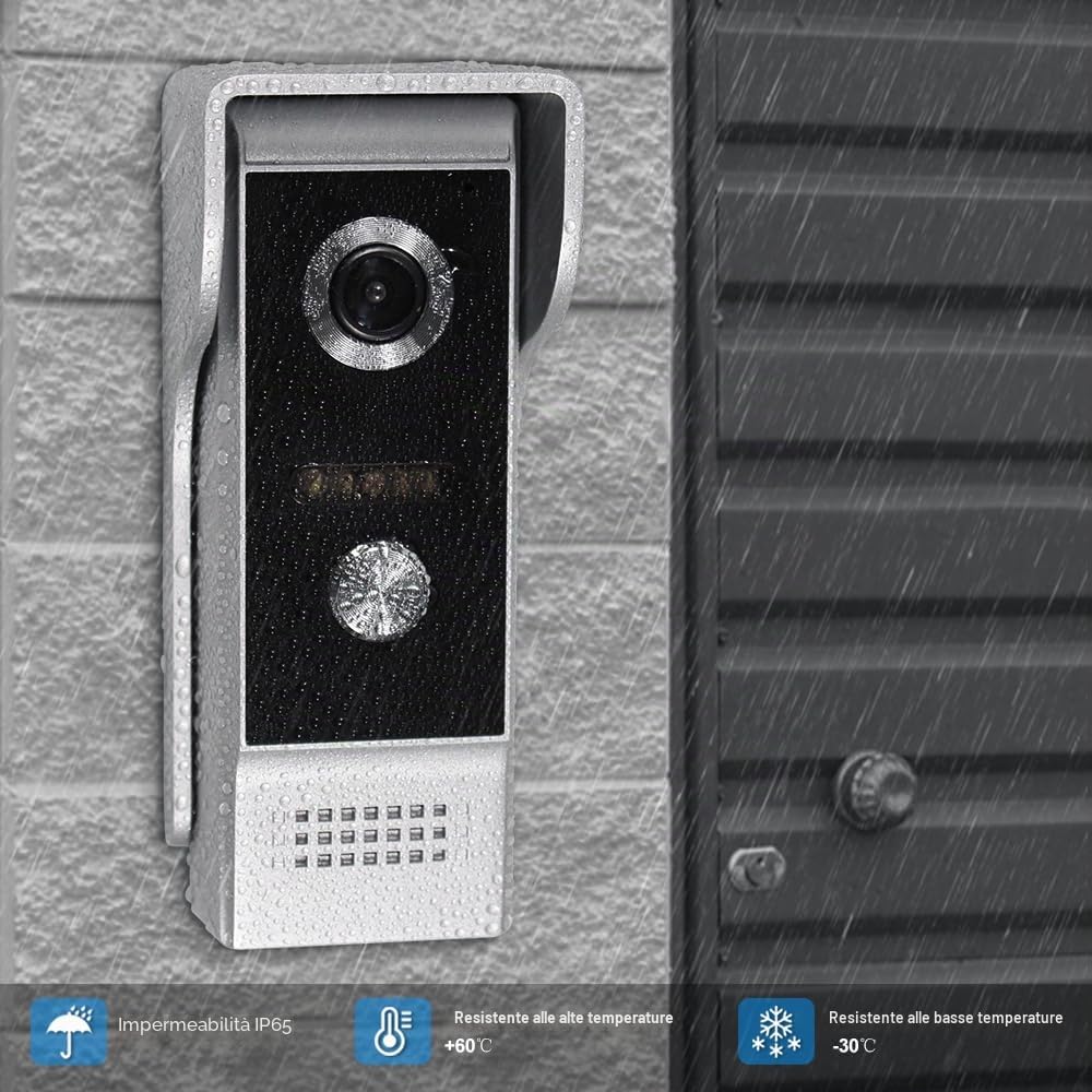 Sistema interfono videocitofono WiFi TUYA da 7 pollici, telecamera HD 1080P IR a visione notturna, videocitofono con monitor, supporto audio bidirezionale, registrazione, sblocco remoto