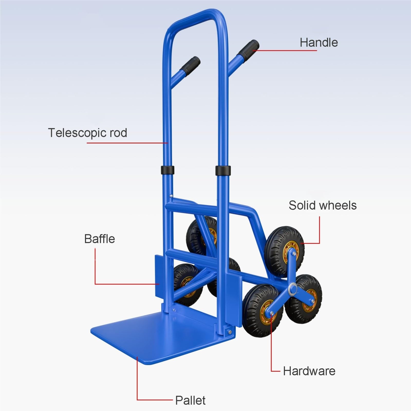 Schwerlast-Klappkarre Treppensteigen, kleiner Wagen, Frachtumschlaganhänger, faltbar, for den Hausgebrauch Paletten- und Transport auf Rädern
