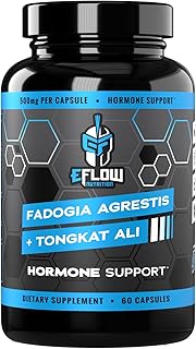 eFlow Nutrition Fadogia Agrestic + Tongkat Ali - Natural Performance Supplement for Health and Wellness - Hormone, Energy, & Mood Support - Extract Powder (60 Capsules)