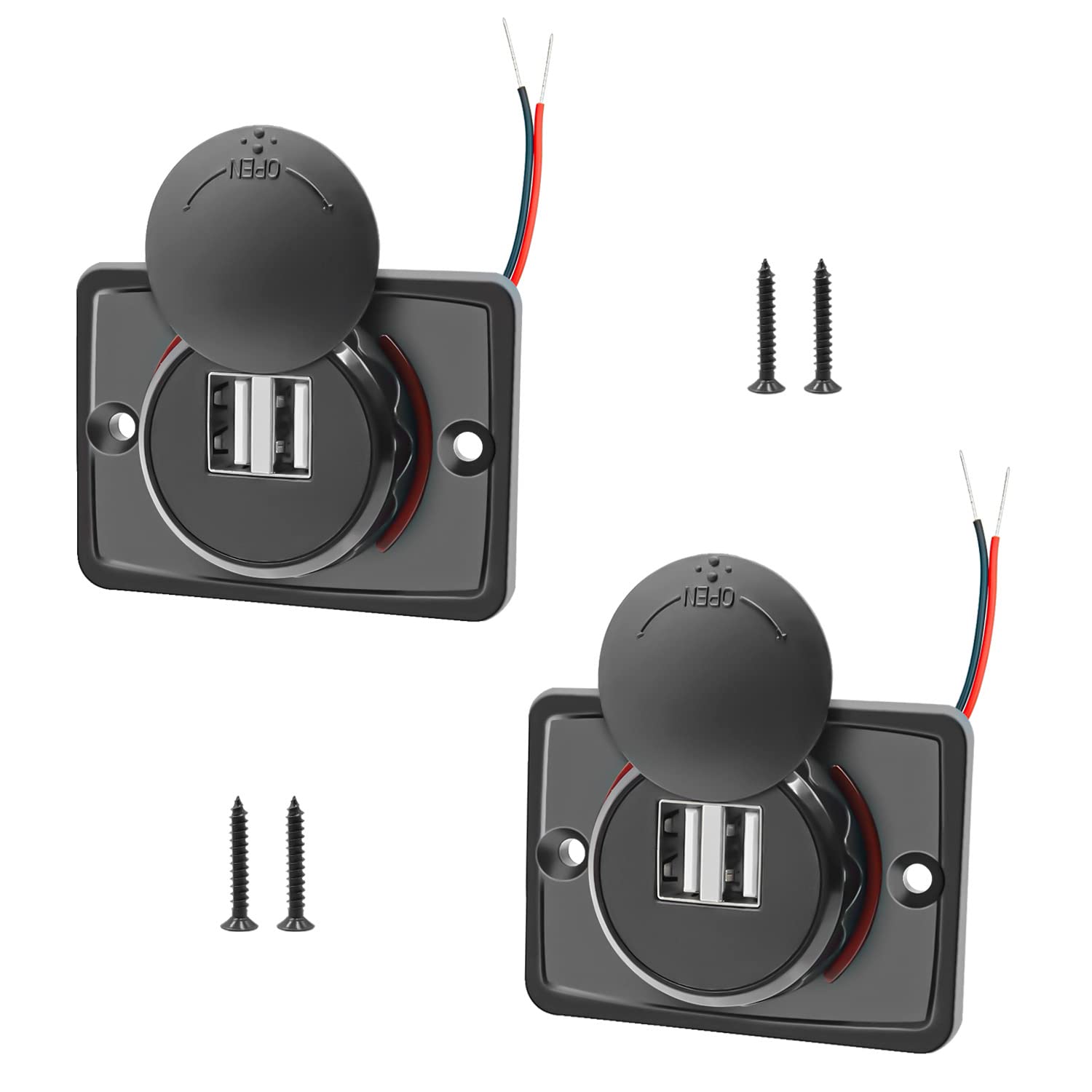 2 Prese USB Auto Doppia 3.1A 12-24V Con LED E Coperchio Impermeabile – Per Auto, Moto, Barca