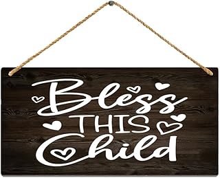 Wooden Sign Room Decorations Bless This Child Sign Baby Kid Newborn Baptism Sign Wall Decor For Yoga Room Studio Home Bedroom Garden Bathroom 12 X 6 Inch