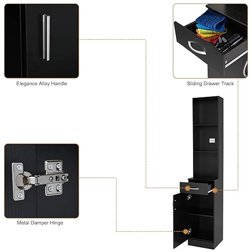 Miniatura 7 de mefeir Salon Station, gabinete de almacenamiento para peluquero con cajón con cerradura, 5 compartimentos y estante, MDF duradero, equipo