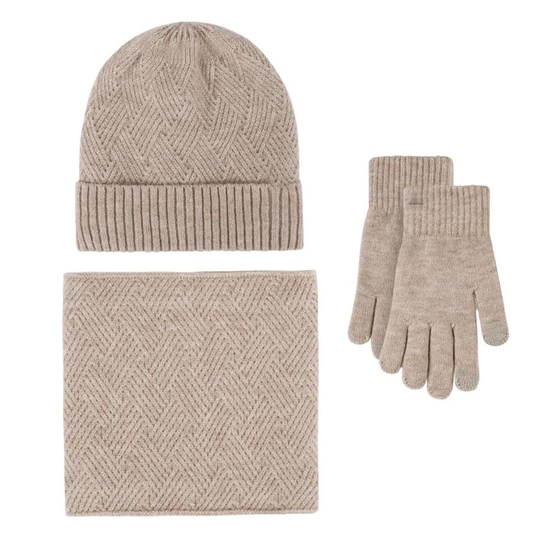 Czapka z dzianiny Czapki dziane klasyczne, Zestaw szalików, czapek i rękawiczek unisex, wielokolorowy, 3 sztuki, zimowy(Hx3)