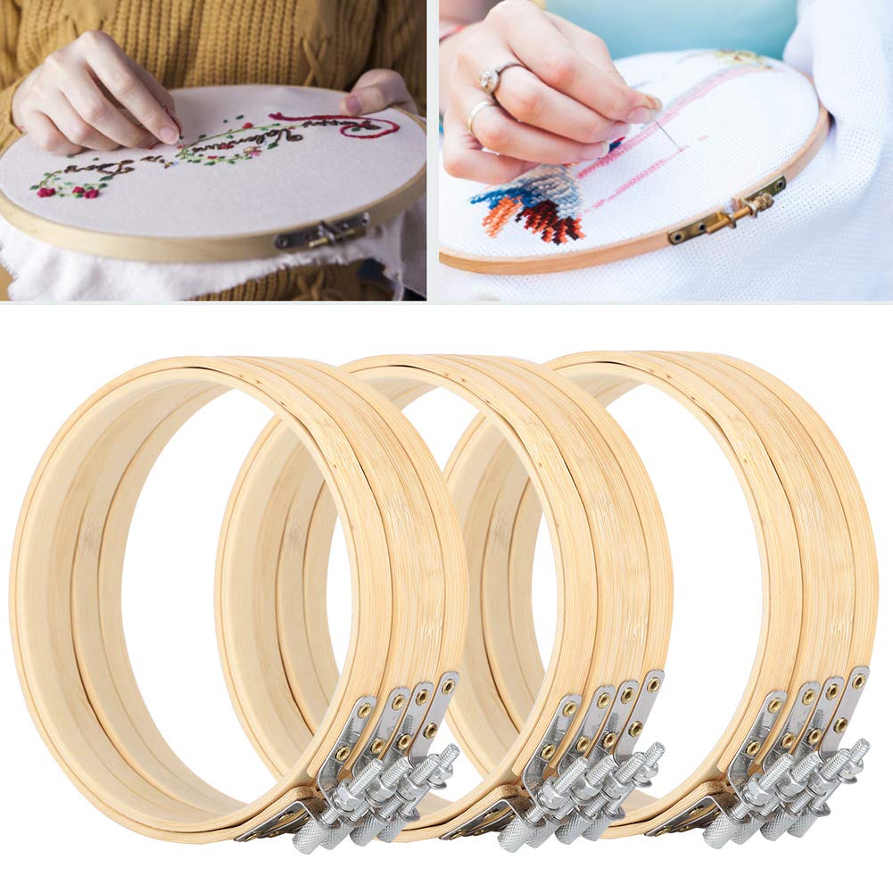 12 Stück 13 cm Runder Stickrahmen, Stickrahmen Bambus Kreis Kreuzstich Hoop Ring für Stickerei und Kreuzstich
