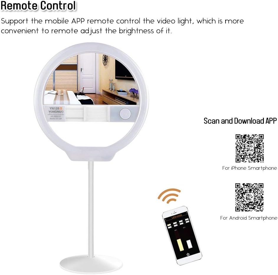 Black Friday - 40% OFF YONGNUO YN128II Bi-Color Beautify LED Ring Video Light 3200K-5500K Photography Dimmable Ring Lamp CRI95+ Compatible with iPhone Huawei Samsung Smartphone