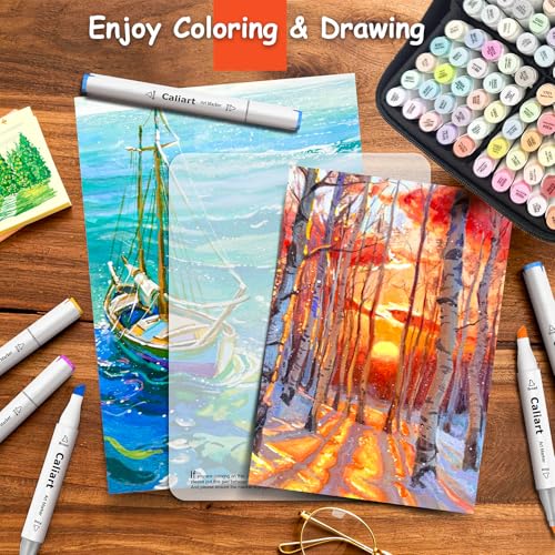 Image of Caliart Pastel Markers, 100 Colors Dual Tip Art Markers Sketch Pens Permanent Alcohol Based, with Case for Adults Artists Drawing Illustration Sketching Coloring