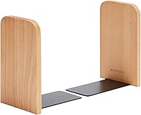 Pandapark Heavy Duty Wood Bookends Non-Skid Padded for Books CDs DVDs Shelves - Sturdy 1 Pair Book Stand