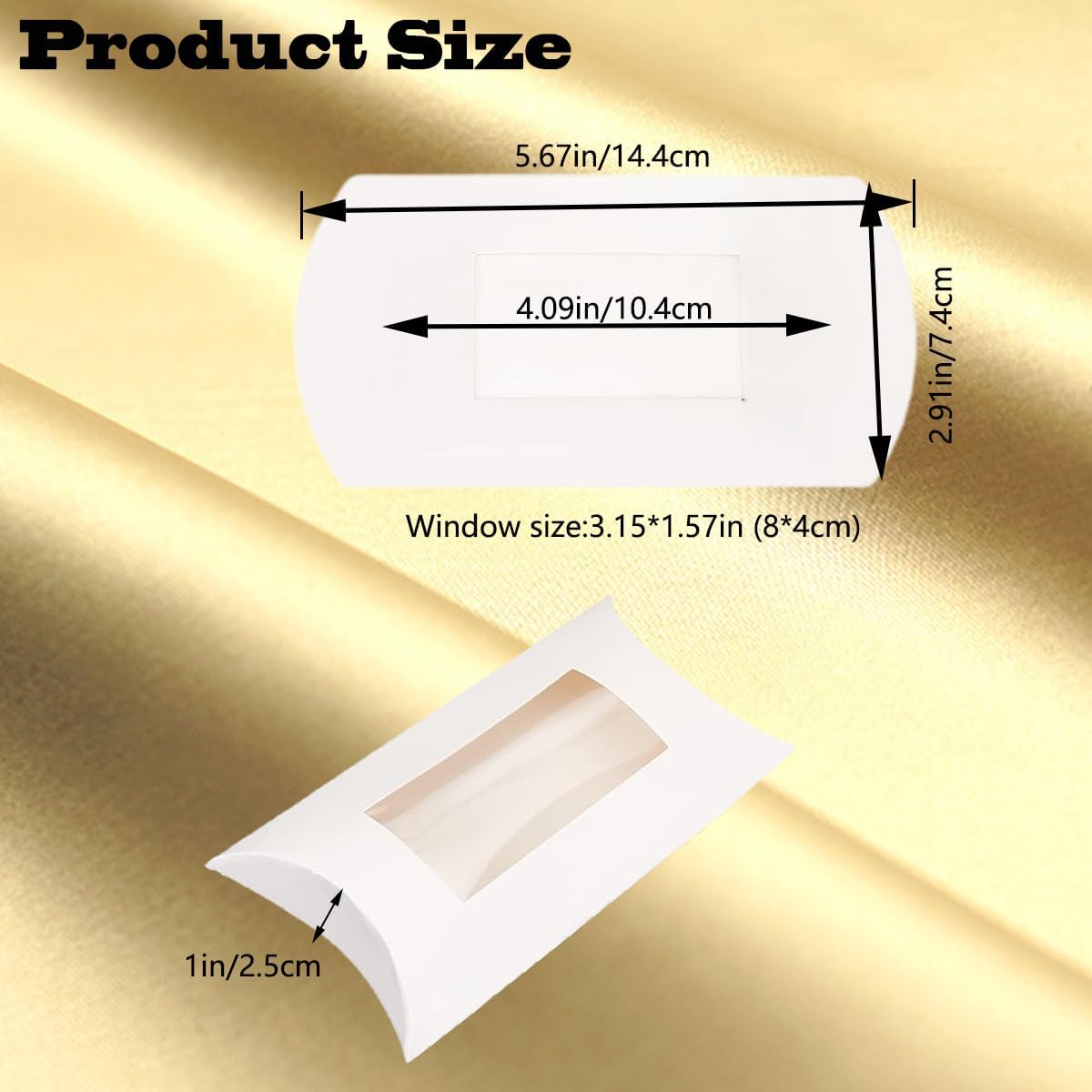 icyhey 80 Pcs White Pillow Box Packaging with Window, Folding Treat Boxes image 2