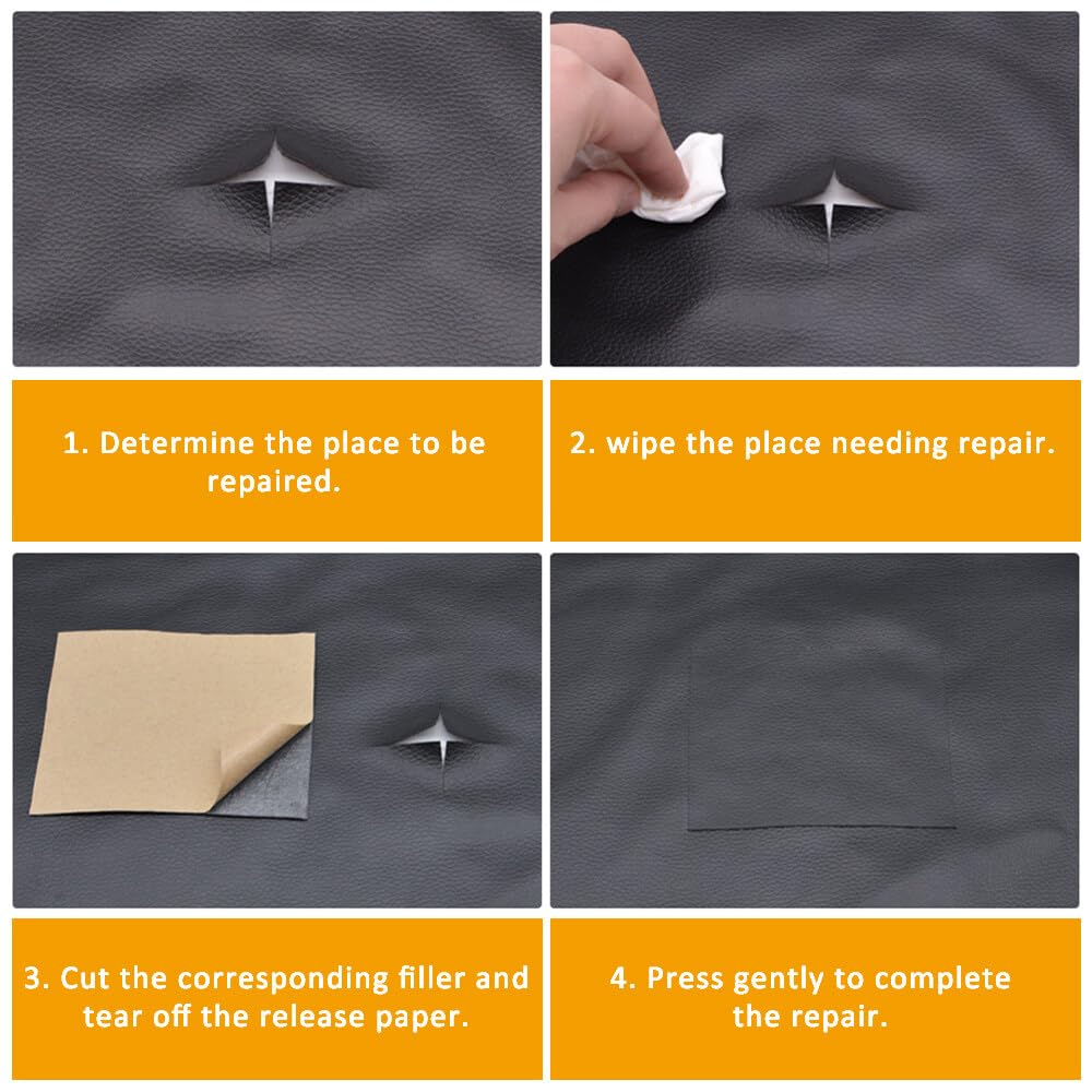 Toppe Di Riparazione In Pelle Autoadesive - 5 Pezzi 20x30 Cm Marrone Per Divani, Sedili Auto, Borse E Mobili - Foto 4