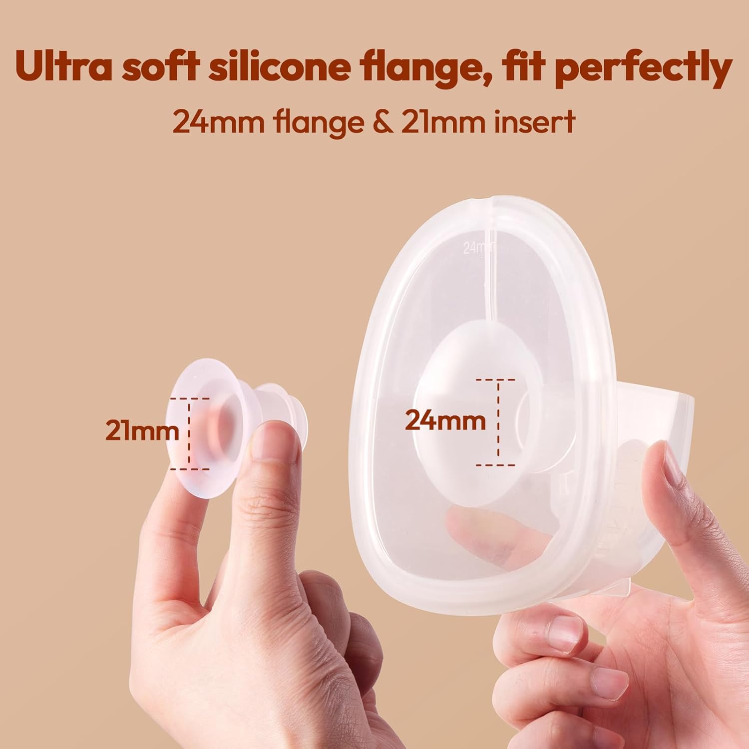 Image showing 21mm flange insert next to a 24mm flange