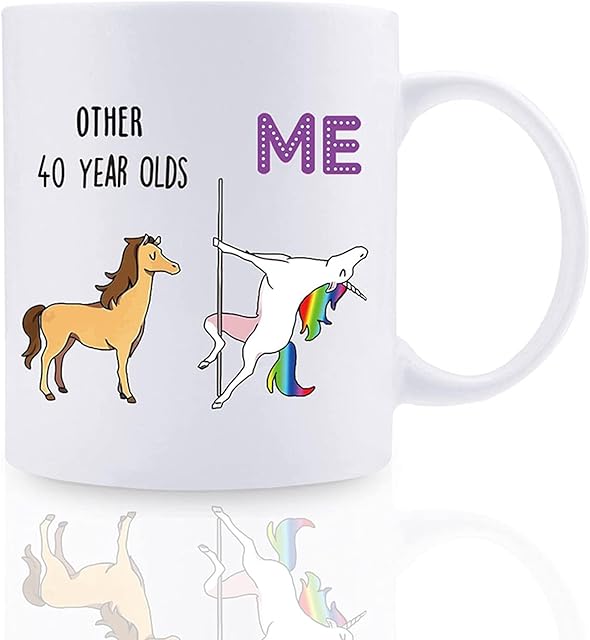 40th Birthday Gifts for Women Men, 11 oz Novelty 40 Years Old Coffee Mug for Best Friend, OMNIQI Funny 40th Mug Birthday Decorations Forty Birthday Gift