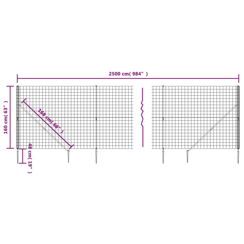ShGaxin Cerca de Alambre con Pinchos de Anclaje Gris Antracita 1,6x25 m, Malla Metalica, Malla Alambre, Alambre para Conejos, Vallas De Obra, Mallas para Gallinero - 154284
