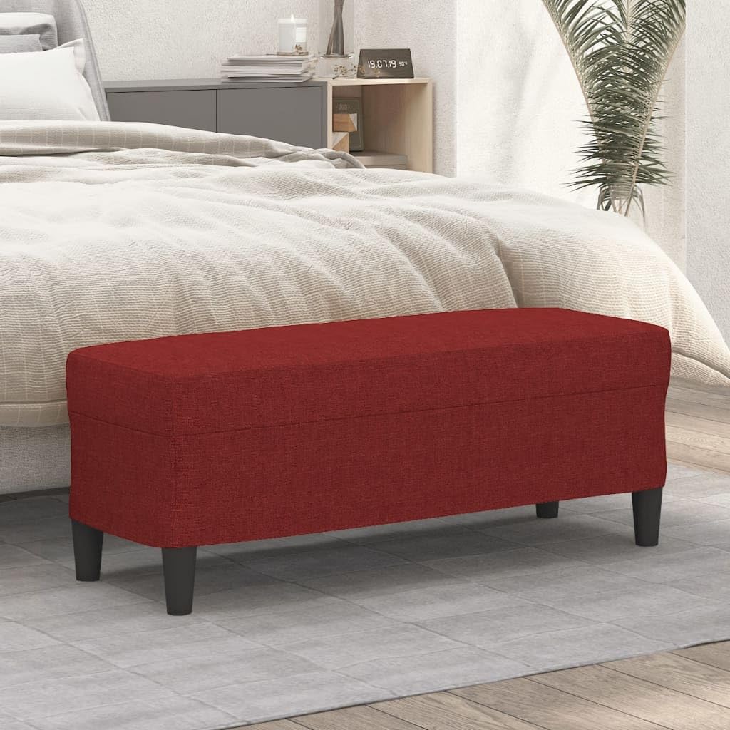 Banco acolchado de espuma de 100x35x41 cm en tela color rojo vino de alta densidad