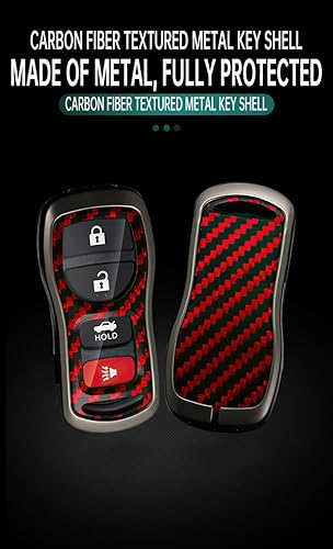 Miniatura 3 de ontto Funda para llave de automóvil Nissan 2002 en adelante, diseño de carbono, antiarañazos, para Infiniti FX35, FX45, QX4, color negro