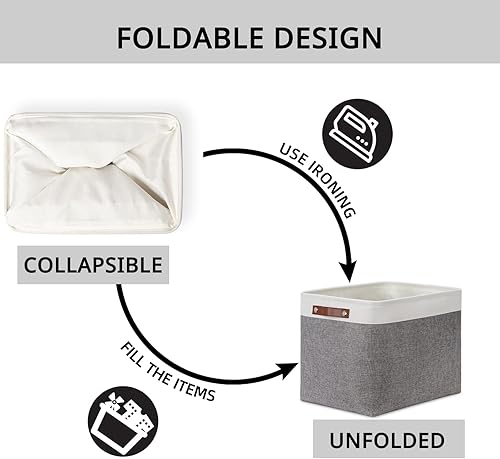 Miniatura 6 de DULLEMELO Cestas de almacenamiento rectangulares grandes de 16 x 12 x 12 pulgadas para organizar 2 unidades Organizador de almacenamiento plegable