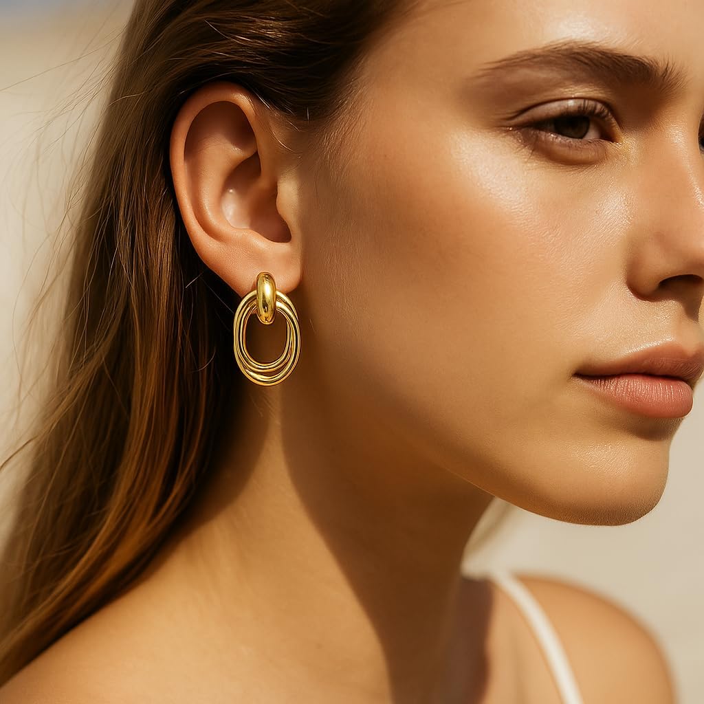 Small Gold Knot Earrings for Women Trendy, 14K Gold Plated Chunky Statement Drop Dangle Earrings, Lightweight Hypoallergenic Jewelry Gift for Women - Image 6