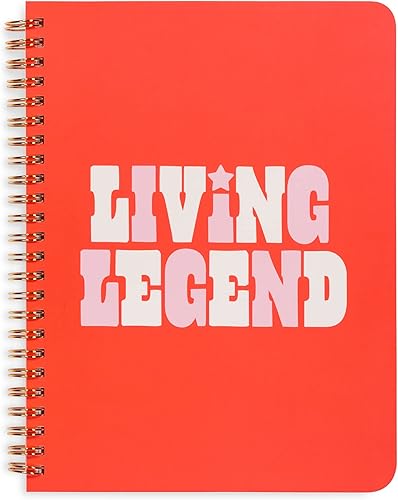 ban.do Cuaderno en espiral rojo con texto en inglés "Rough Draft", 8.5 x 6.75 pulgadas con bolsillos y 160 páginas rayadas, Living Legend