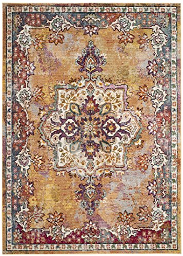 SAFAVIEH Savannah Collection 5'1" x 7'6" Yellow / Yellow SVH628H Boho Chic Area Rug