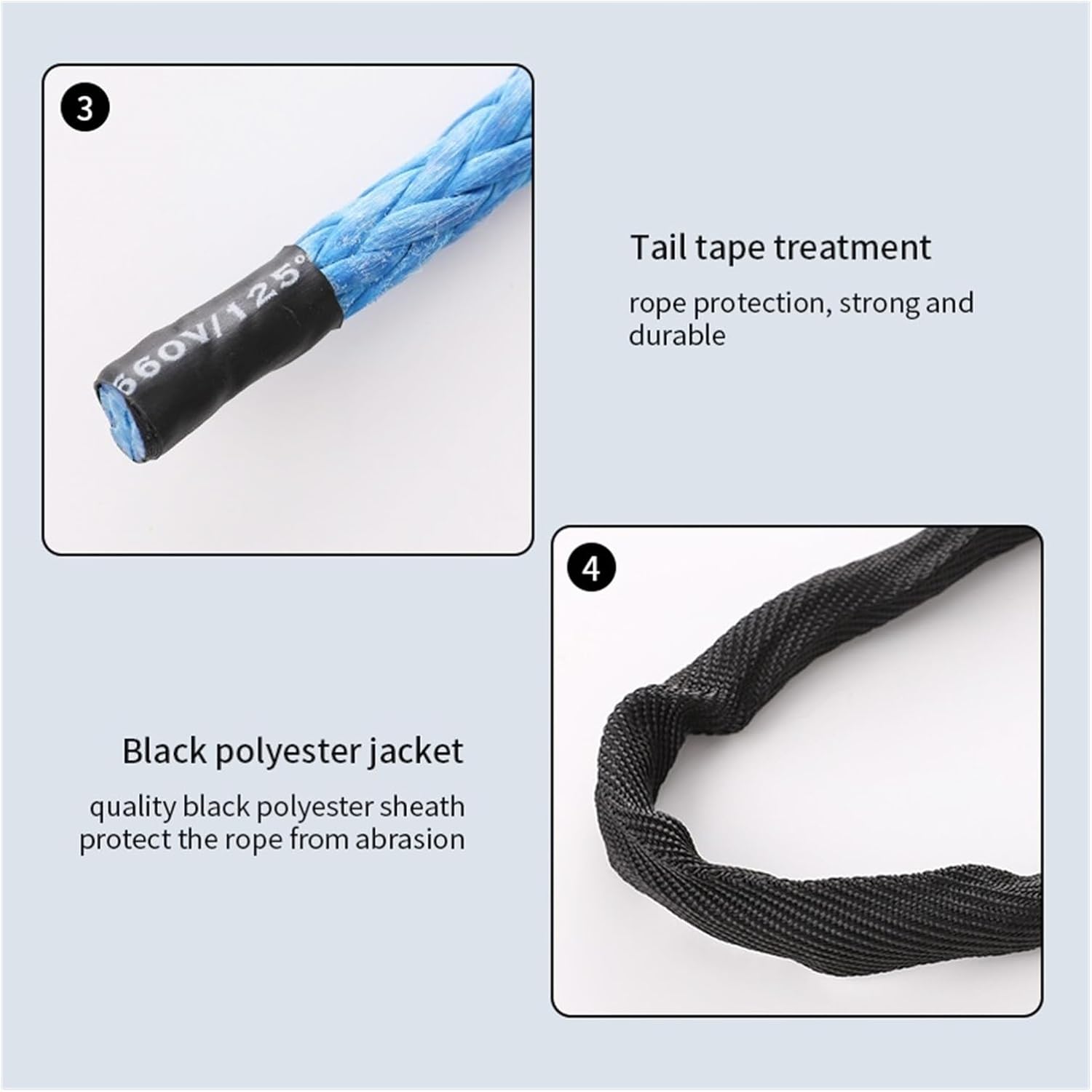 LIAMOS Winch Rope Cable, 15m Towing Winch Cable Rope String Line Synthetic Fiber 7000LBS for Off Road 4WD Truck Boat SUV Synthetic Winch Towing Rope Long Resistance to Wear(Blue)