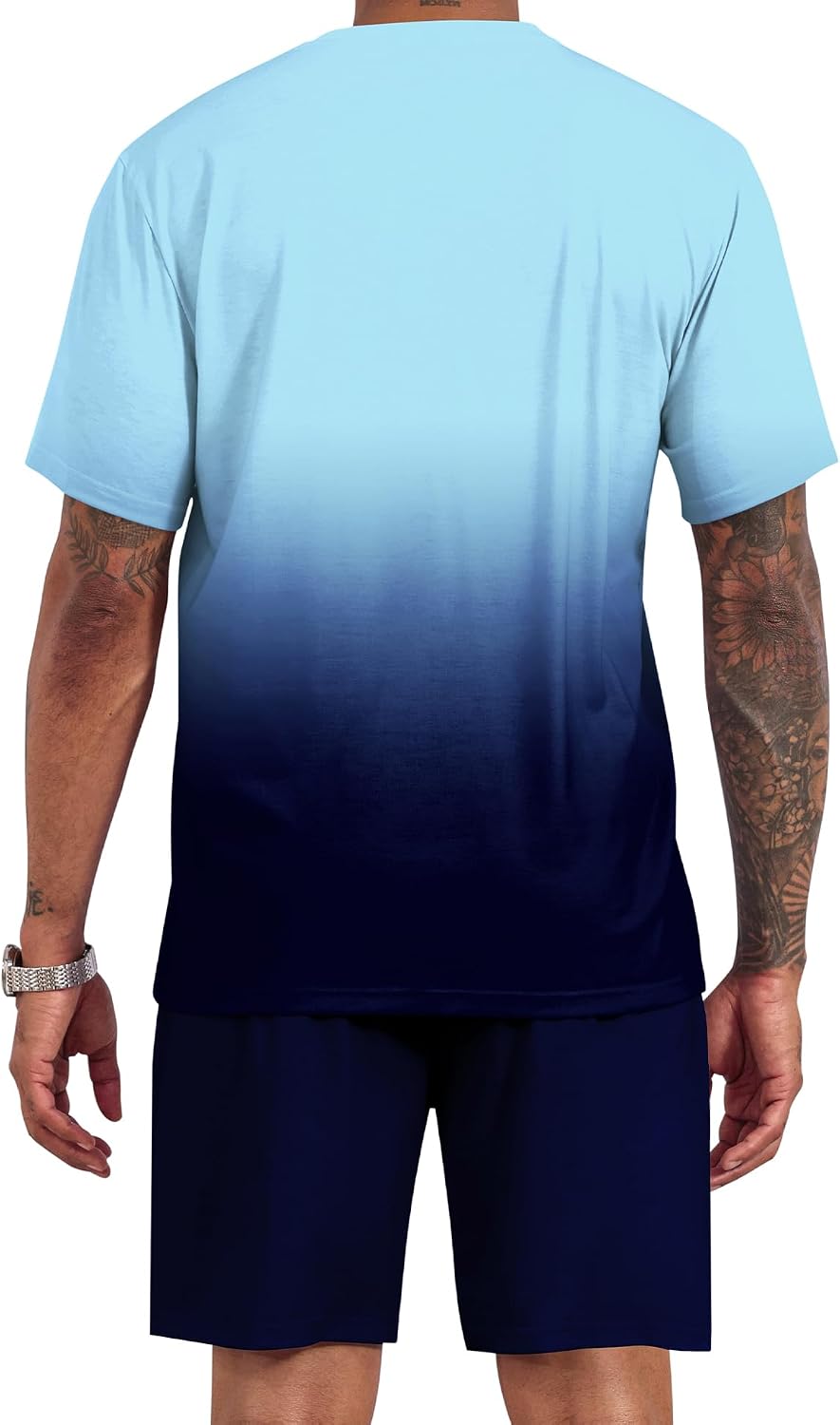 LecGee Men's 2 Piece Short Sleeve Tracksuit Tropical Graphic T Shirt Hawaiian Tee Solid Shorts Set Summer Casual Outfits
