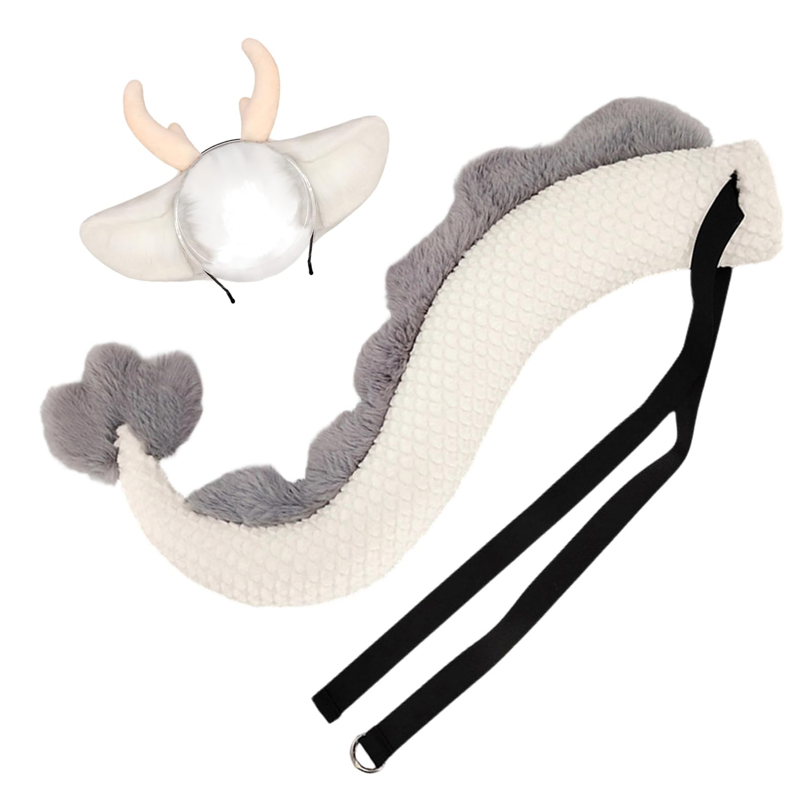 Adorabile corna di drago pelosa con coda, ideale per feste in costume, comoda attrezzatura per cosplay